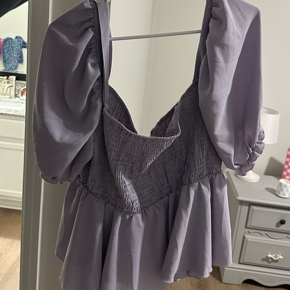 SHEIN Lavender shirt with Puff Sleeves